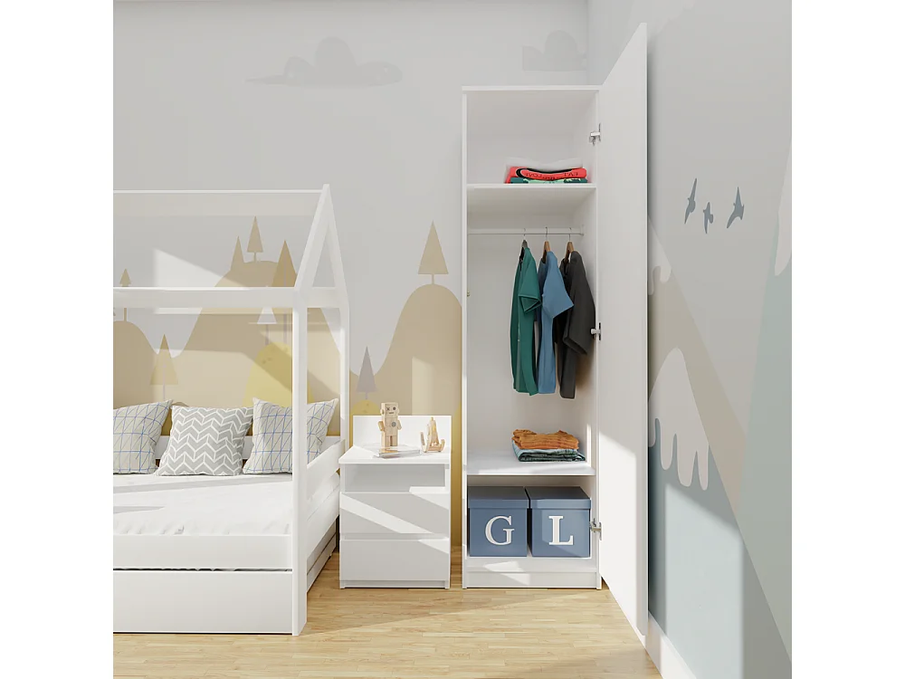 Szafa Malwa SD-50 | Biała|  50x50x180 cm |Szafa z Systemem TIP-ON