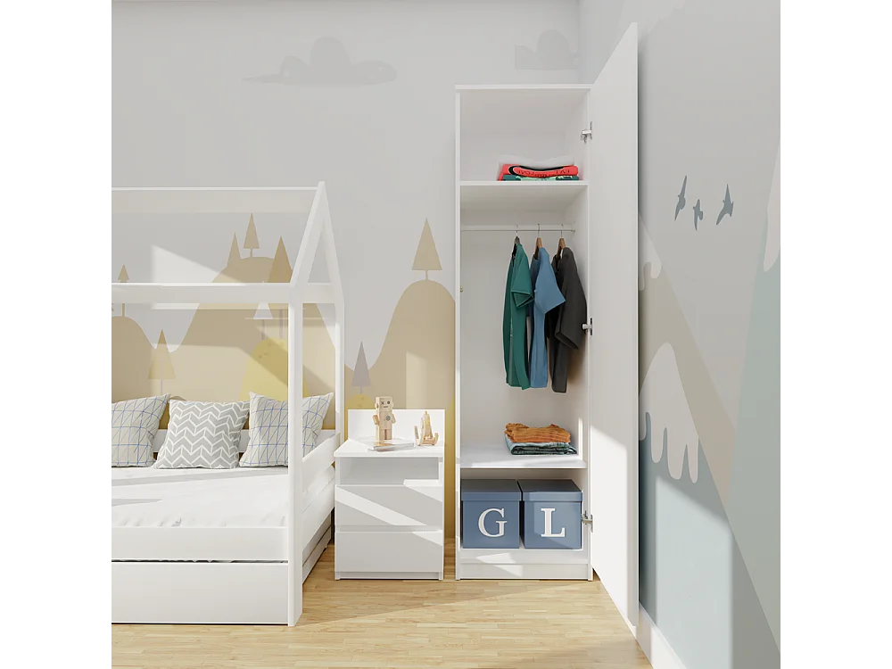 Szafa Malwa SD-50 | Biała|  50x50x180 cm |Szafa z Systemem TIP-ON