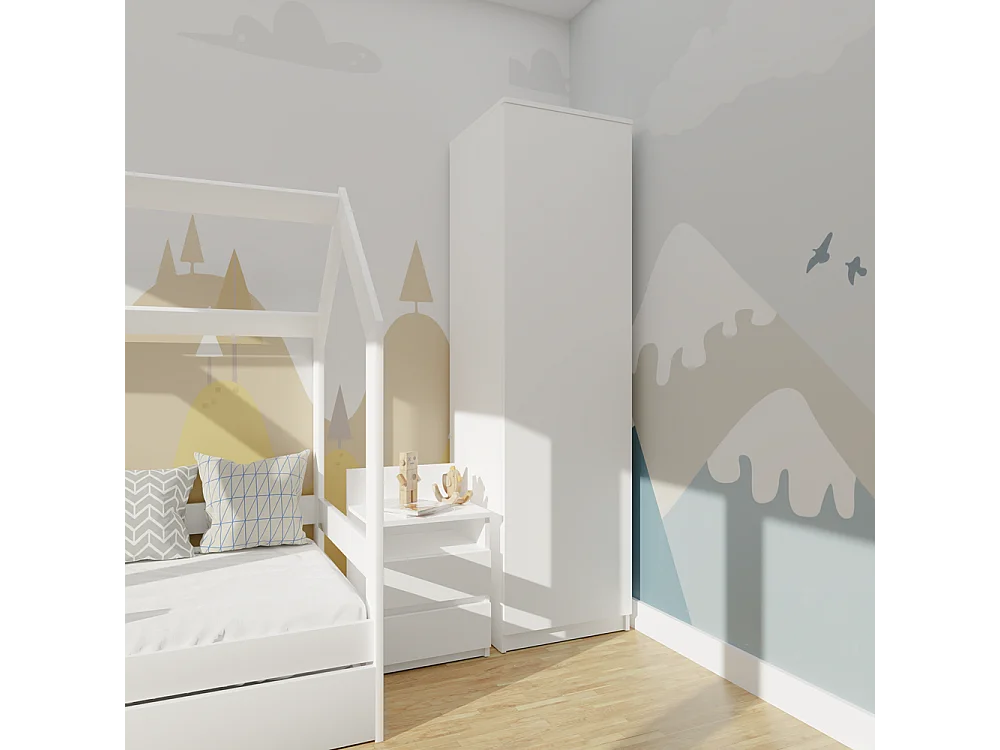 Szafa Malwa SD-50 | Biała|  50x50x180 cm |Szafa z Systemem TIP-ON