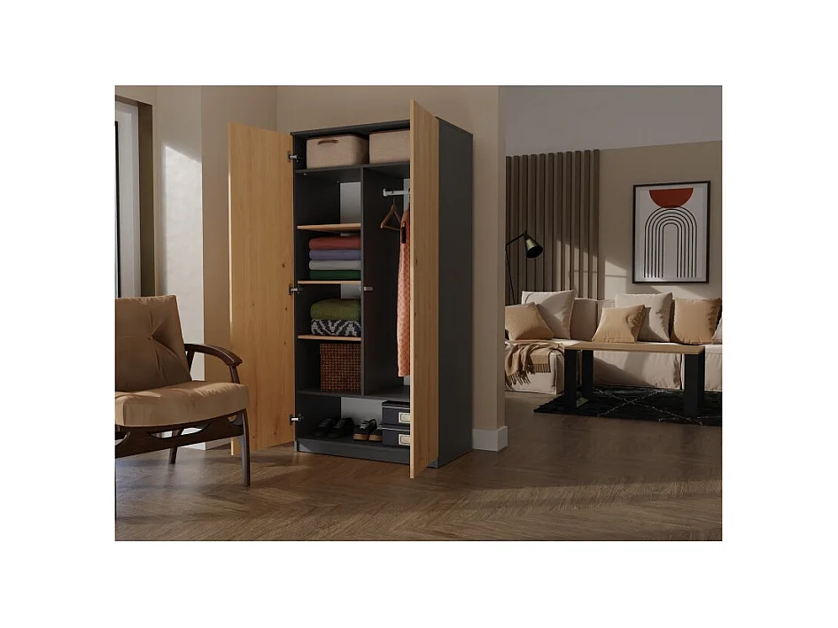 Armoire Malwa SD-90 - ANTHRACITE/ARTISAN