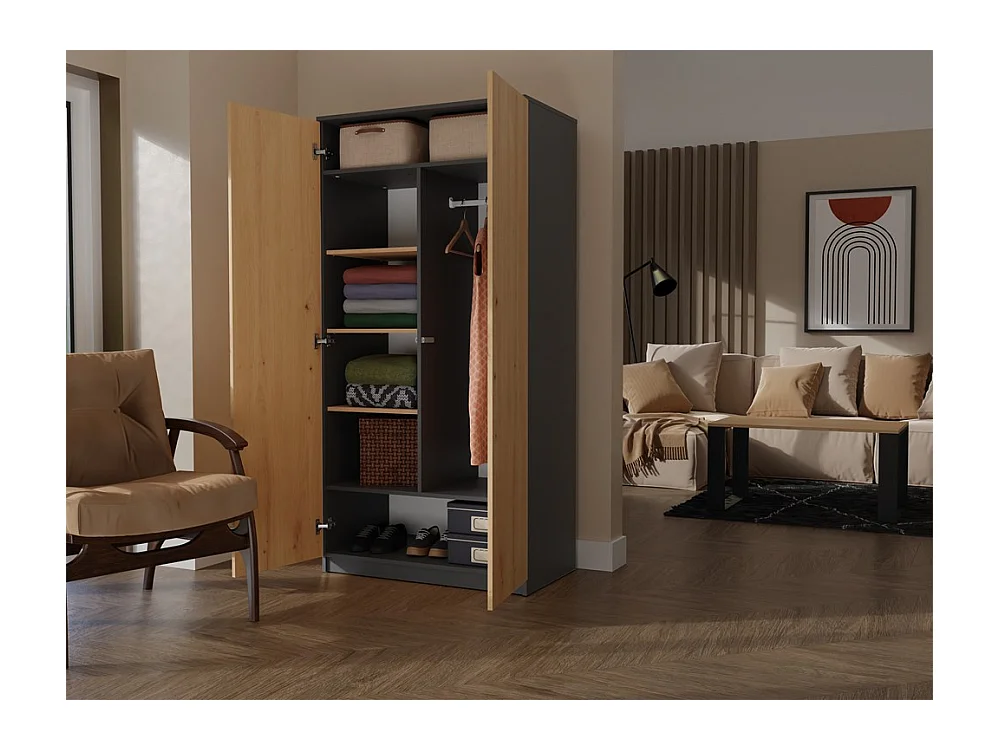 Armoire Malwa SD-90 - ANTHRACITE/ARTISAN