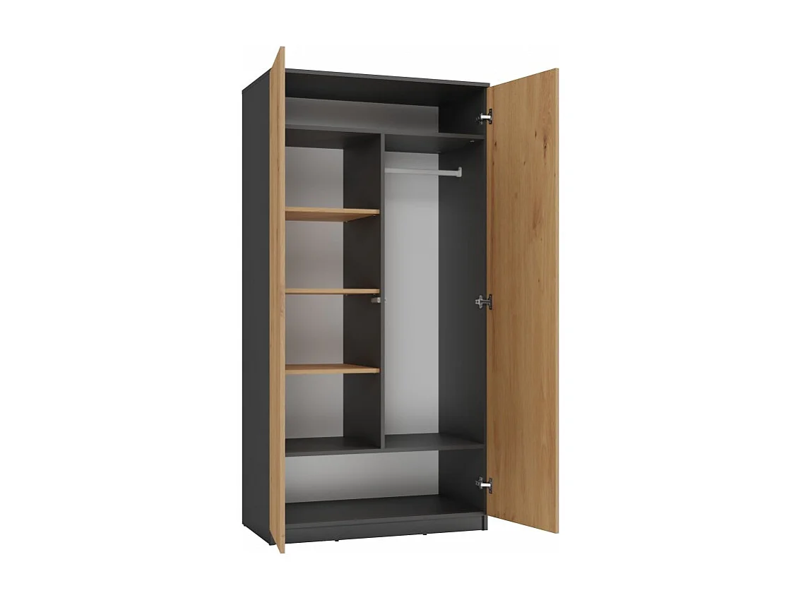 Szafa Malwa SD-90 | Antracyt/Dąb Artisan | 90x50x180 cm | Szafa z Systemem TIP-ON