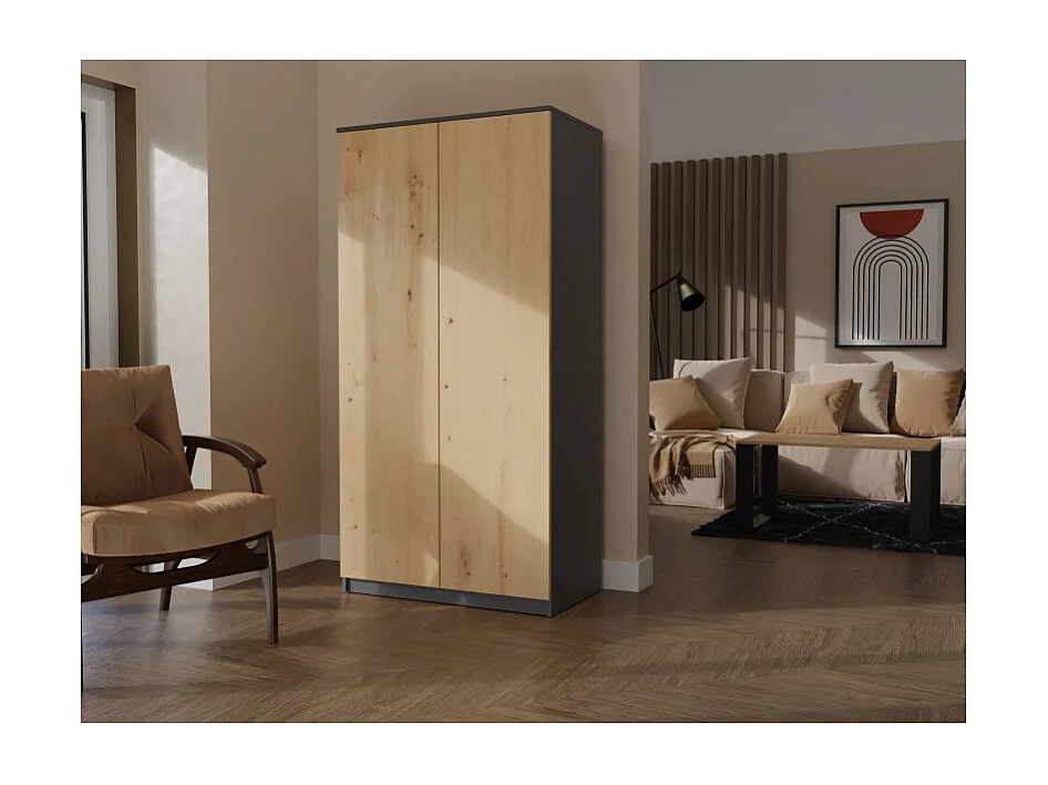 Szafa Malwa SD-90 | Antracyt/Dąb Artisan | 90x50x180 cm | Szafa z Systemem TIP-ON