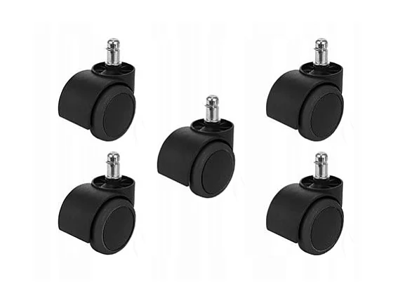 ROULETTES EN CAOUTCHOUC POUR FAUTEUIL PIVOTANT - NOIR