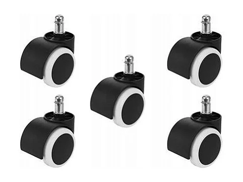 ROULETTES EN CAOUTCHOUC POUR FAUTEUIL PIVOTANT - BLANC/NOIR