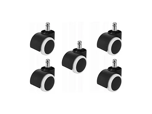 ROULETTES EN CAOUTCHOUC POUR FAUTEUIL PIVOTANT - BLANC/NOIR
