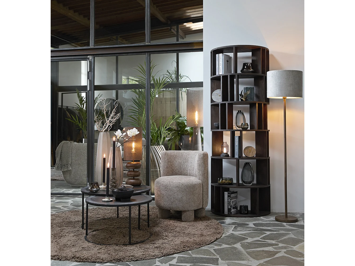 Lampadaire WASHINGTON - Ø25x148,5cm - Marron