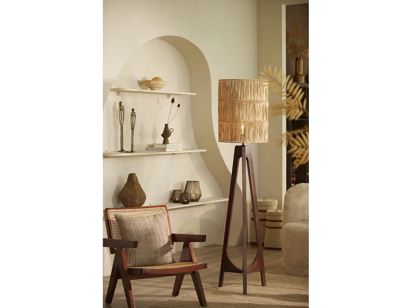 Lámpara de pie TROINA - Ø35x110cm - Marrón