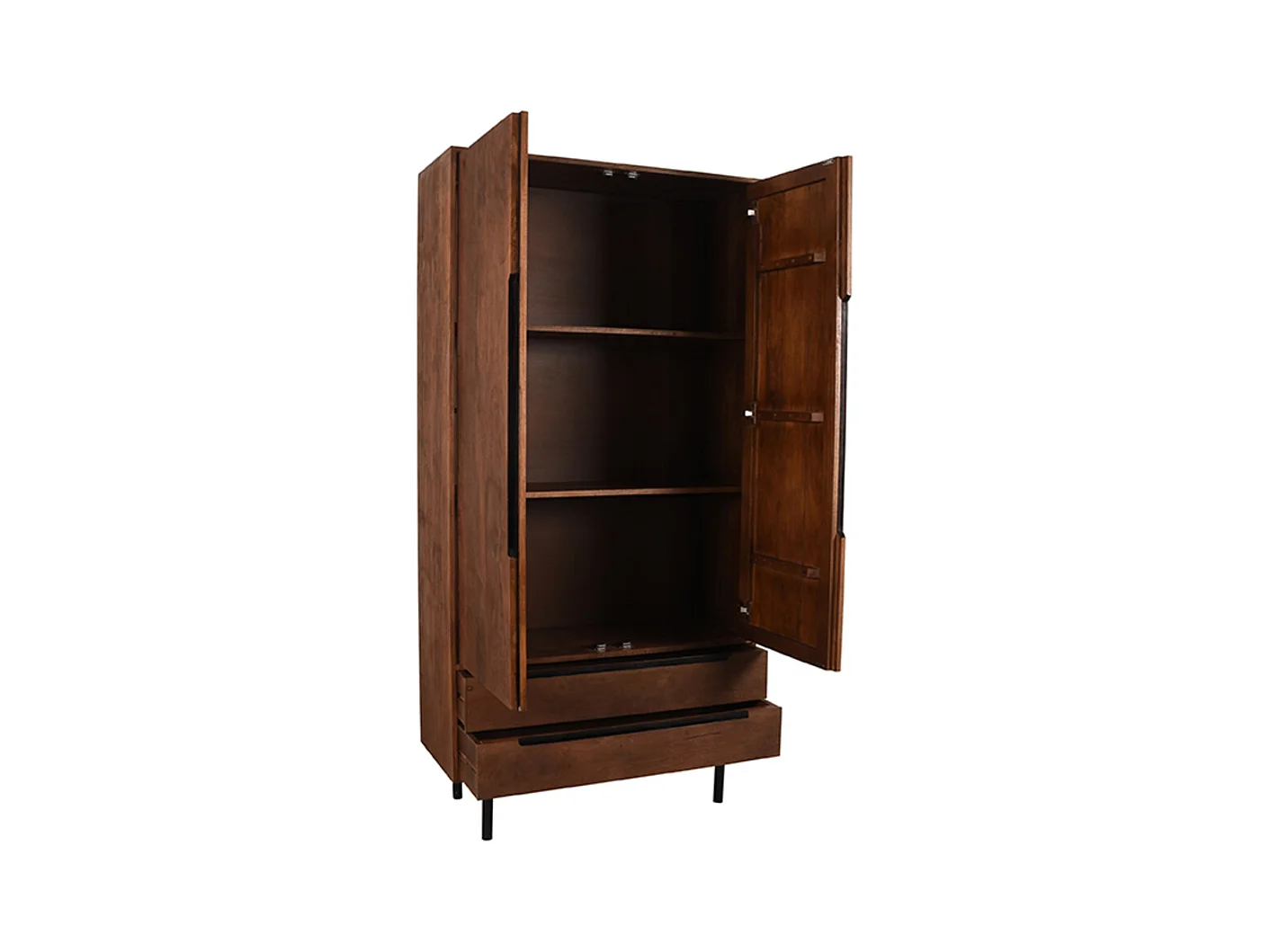 Bergkast Rio - Espresso - Mangohout - 2-Deurs - 200 cm