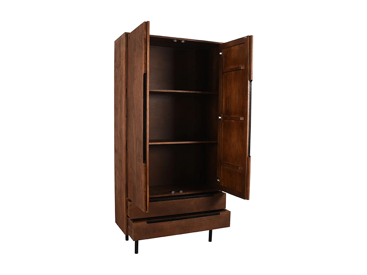 Bergkast Rio - Espresso - Mangohout - 2-Deurs - 200 cm