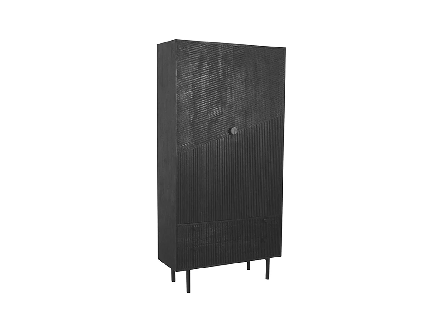 Meuble de rangement Cotia / Noir - Bois de manguier - 200 cm