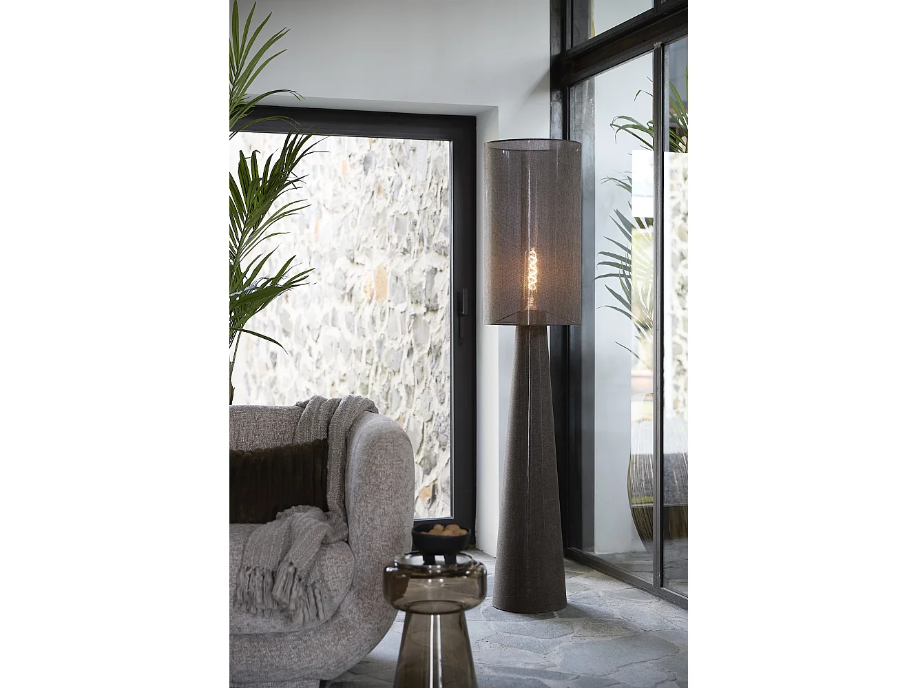 Vloerlamp MICKY - Ø38x180cm - Bruin