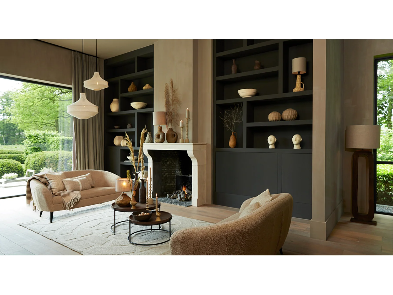 Vloerlamp KELAFO - 38x12x125cm - Bruin