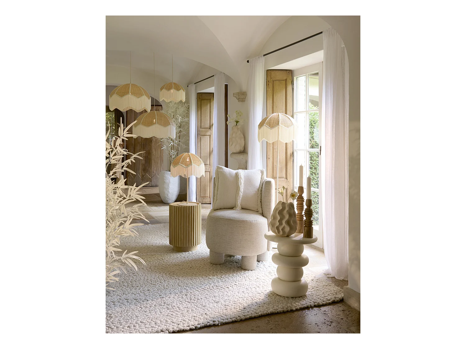 Lampadaire RENATO - Ø30x135cm - Marron