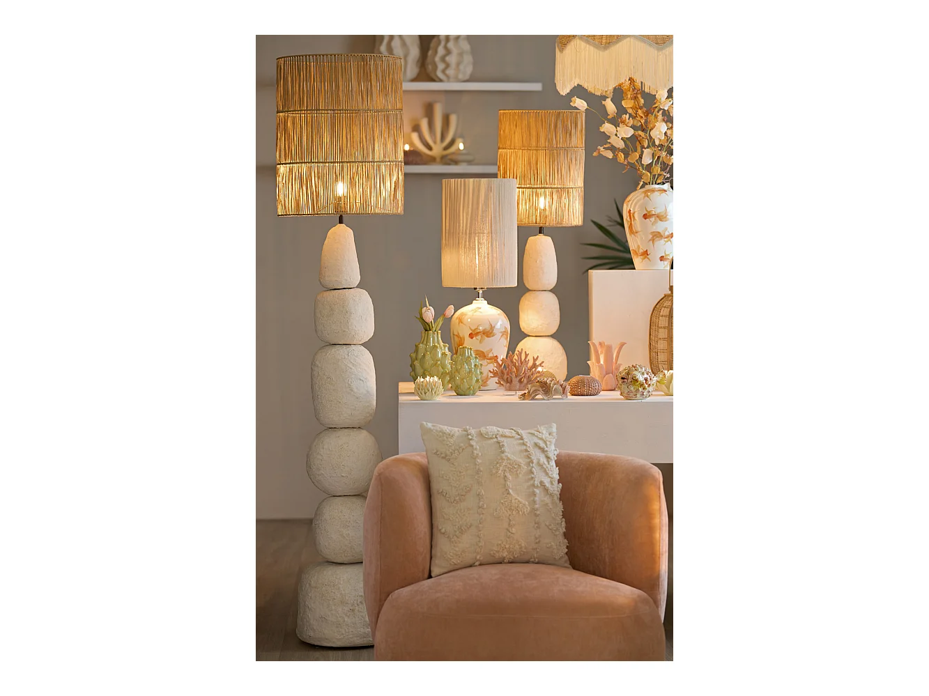 Lampadaire MARREE - Ø30x135cm - Marron