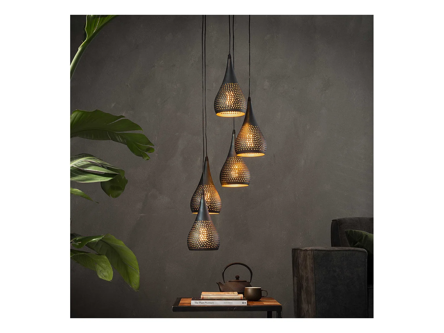 Pendelleuchte - 5xØ15 Tropfenförmige Pendelleuchten aus Metall - Verschiedene Höhen