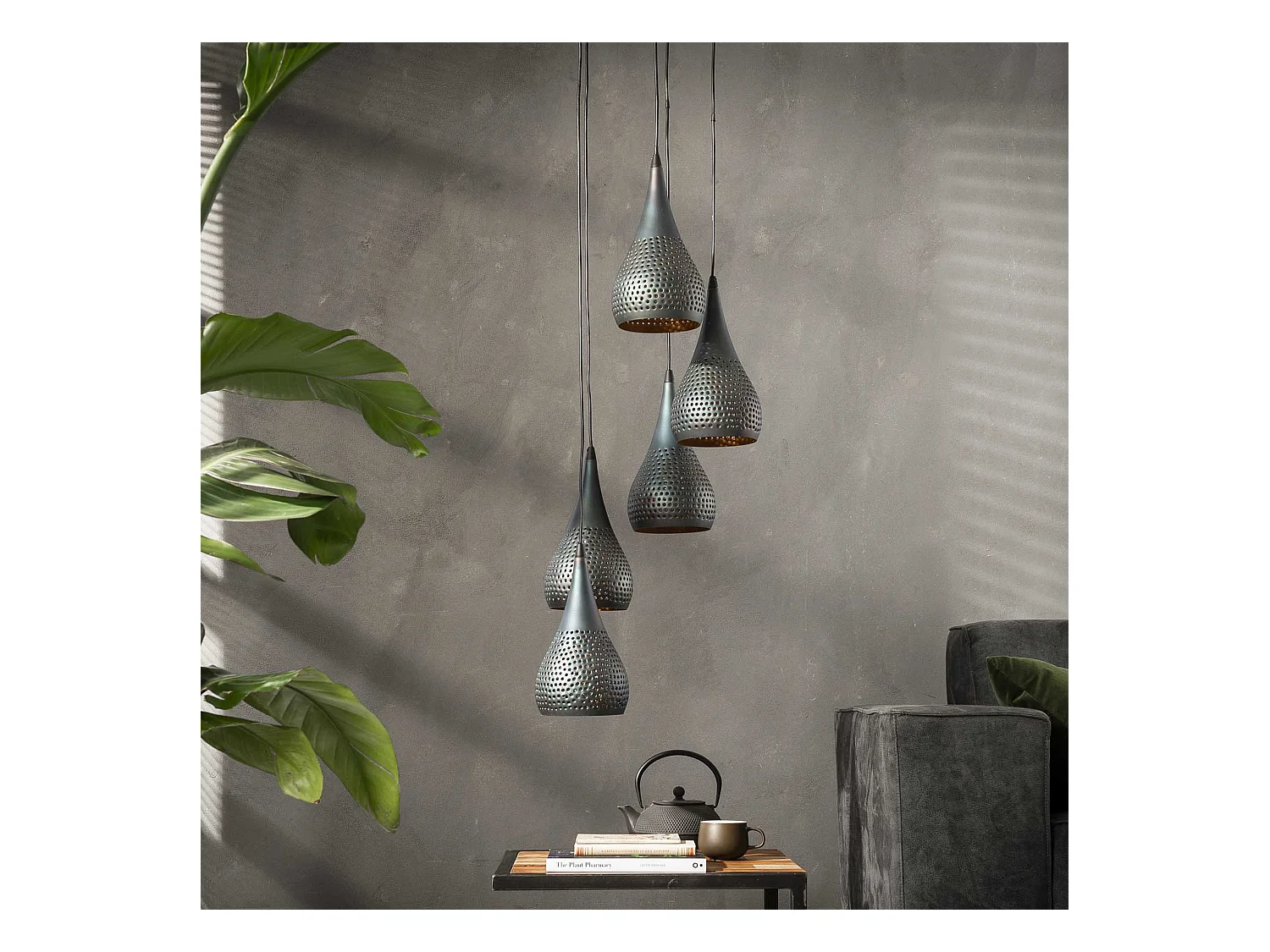 Pendelleuchte - 5xØ15 Tropfenförmige Pendelleuchten aus Metall - Verschiedene Höhen