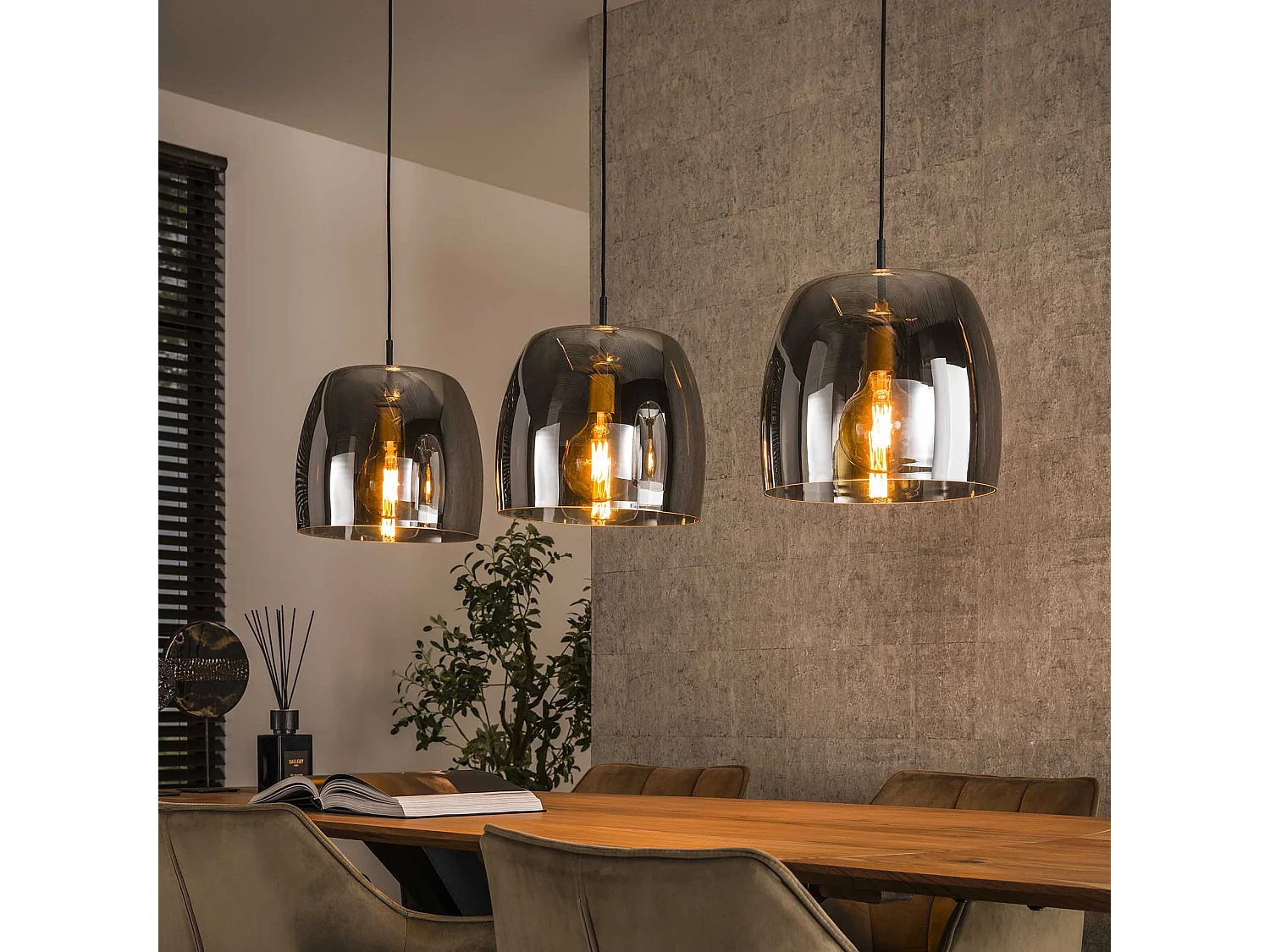 Hanglamp 3L Drift Glass - Smoke Grey Glas