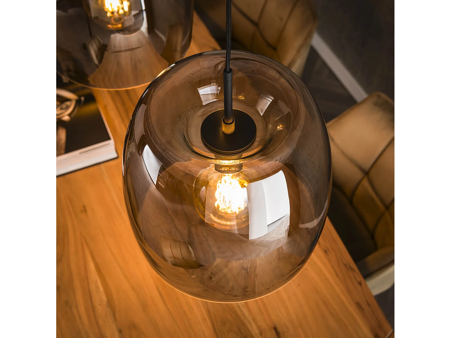 Hanglamp 3L Drift Glass - Smoke Grey Glas