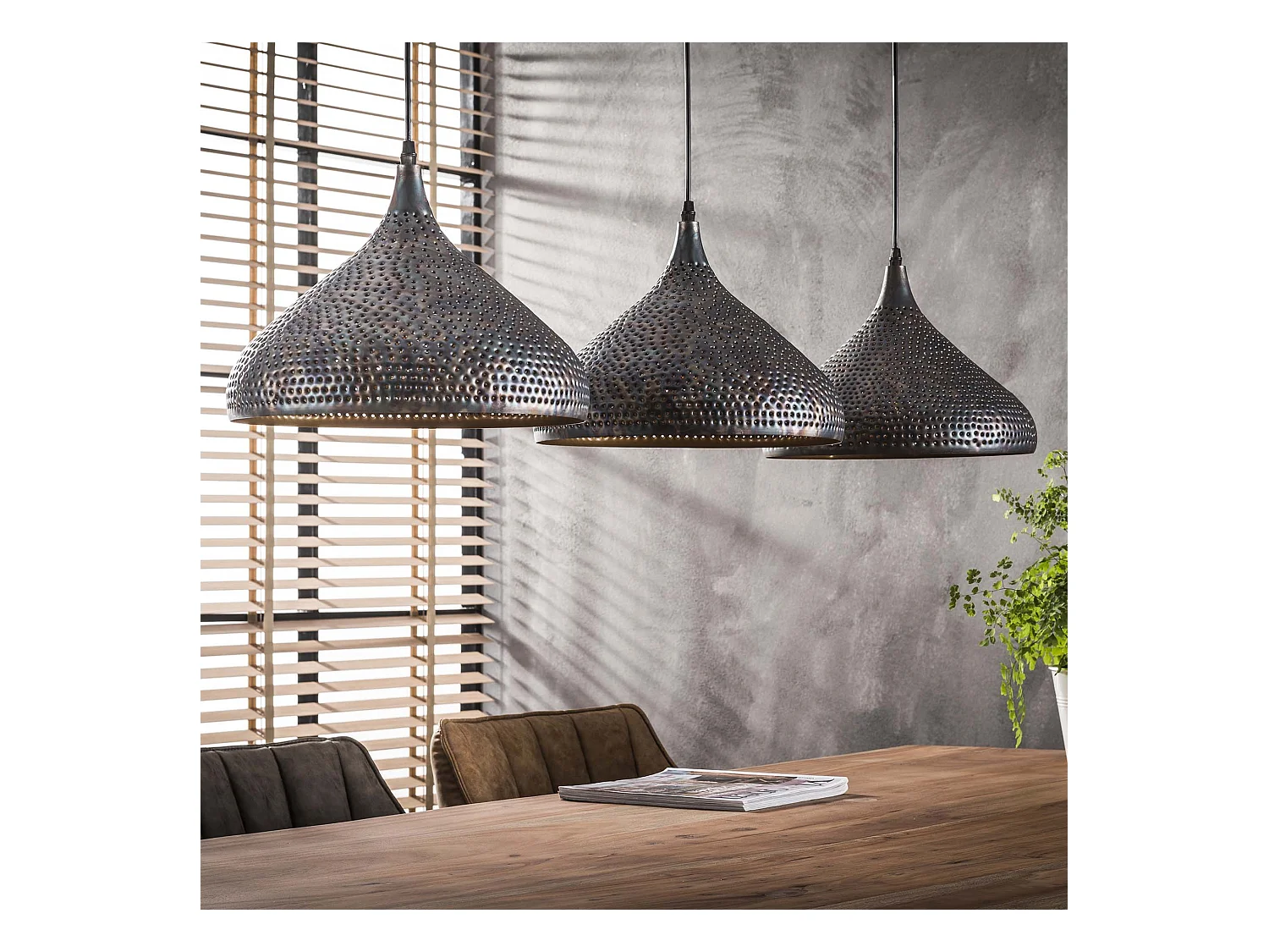 Suspension - 3xØ32 Lampes suspendues en métal en forme d'entonnoir - Transparent