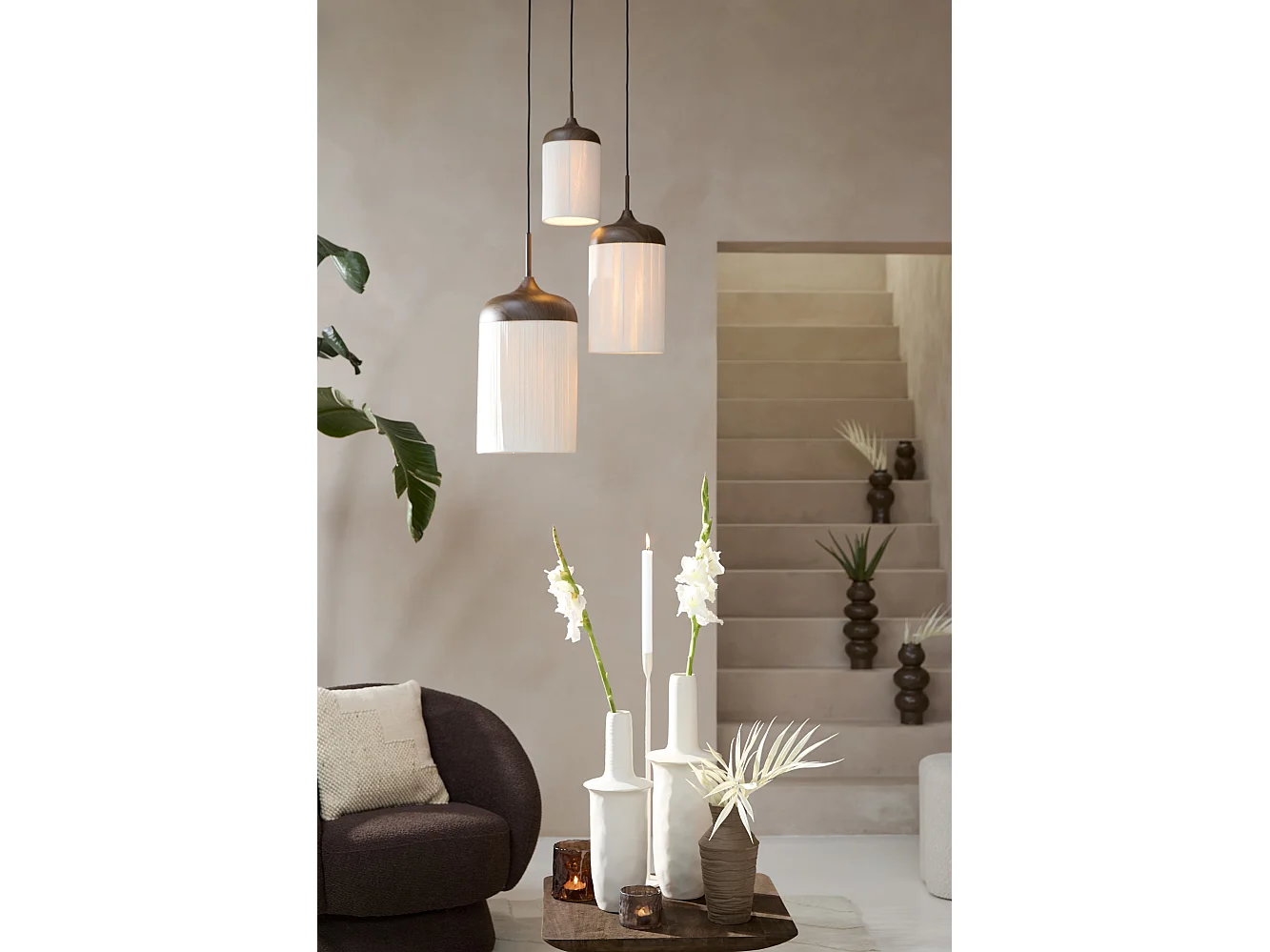 Hanglamp DANIA - Ø16x31cm - Bruin