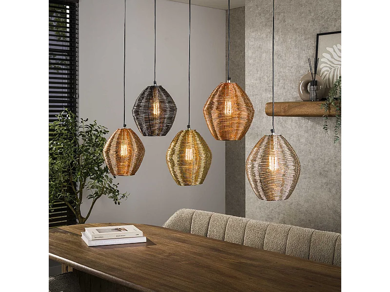 Pendelleuchte 5L Web Mix - Matt Nickel Mix Farbe