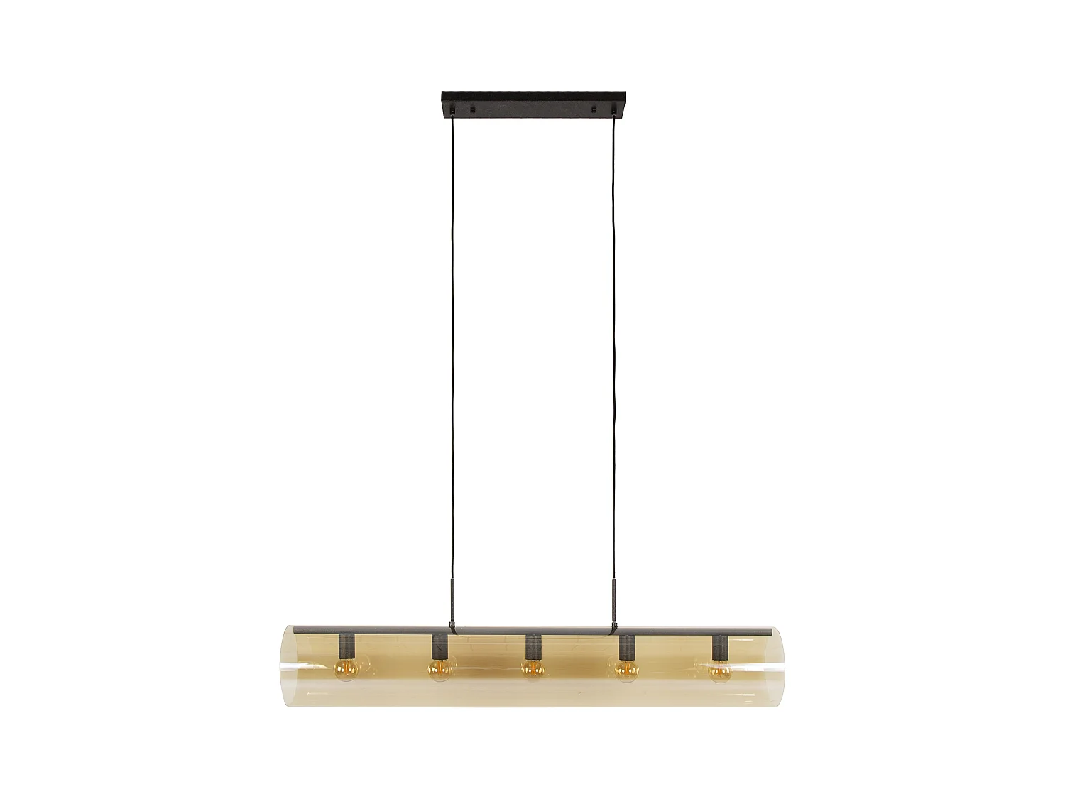Pendelleuchte 5L Tube Bernsteinglas - Arctic Black