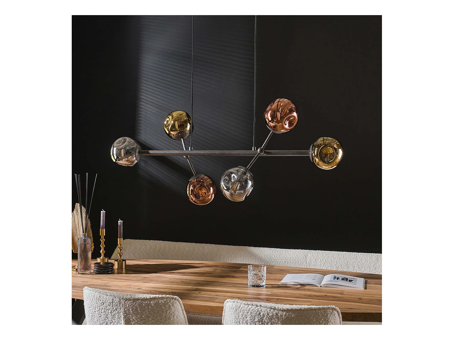 Pendelleuchte 6L Molecule Mix - Glas - Arktisschwarz