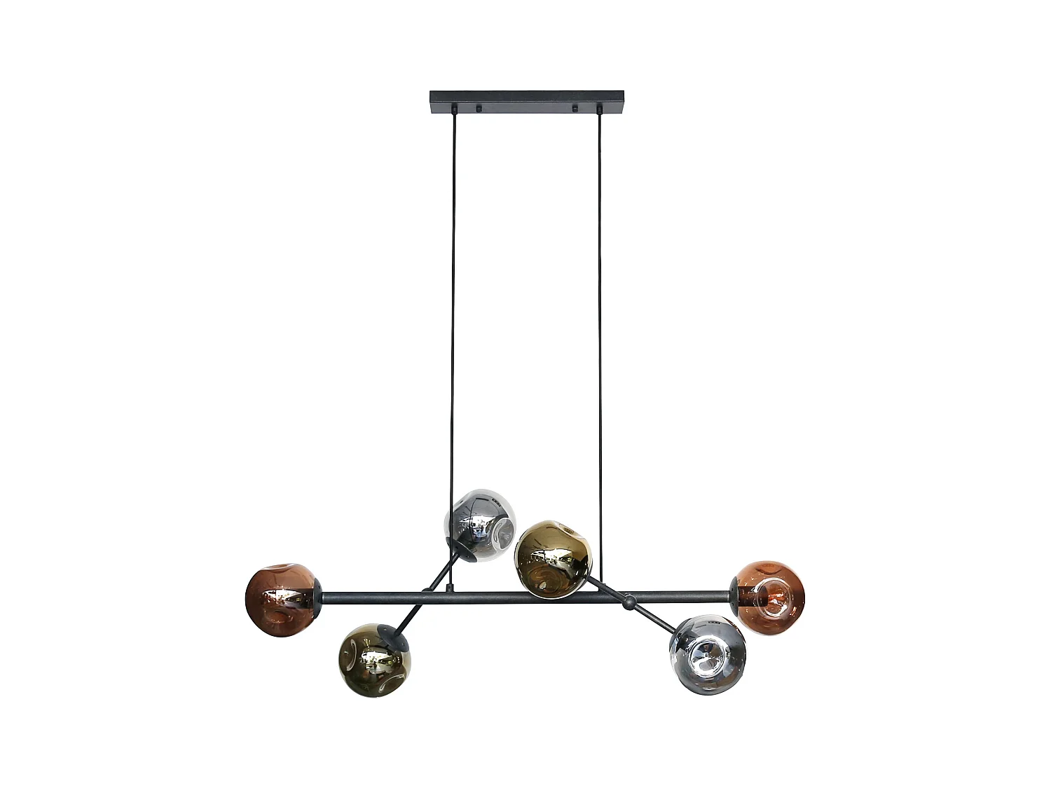 Pendelleuchte 6L Molecule Mix - Glas - Arktisschwarz