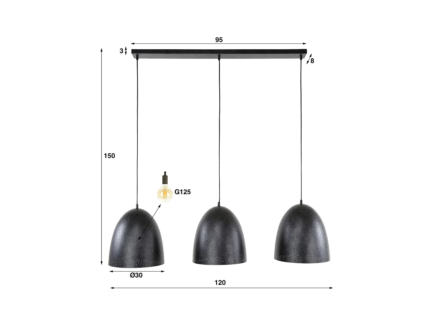 Suspension Kosmos 3L - Anthracite