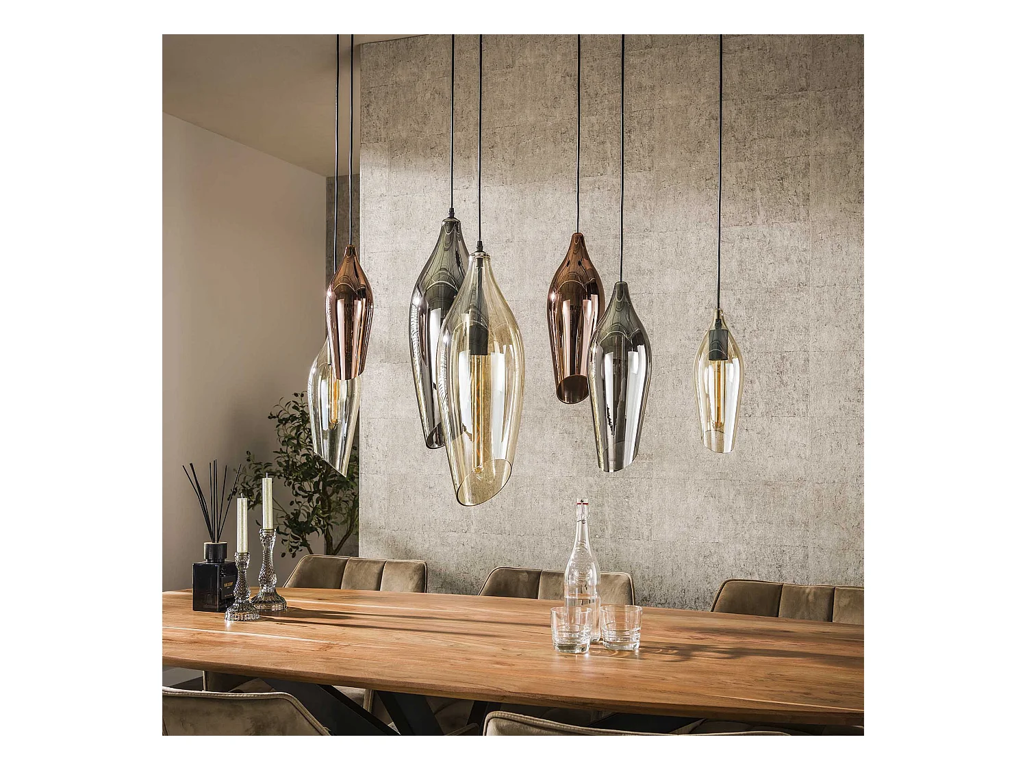 Pendelleuchte 4+3 Cocoon Mix Glas - Schwarz