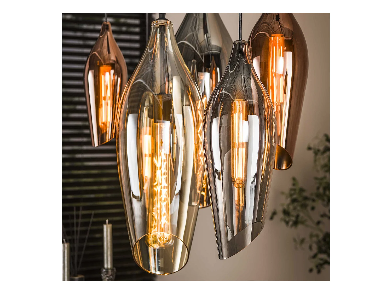 Pendelleuchte 4+3 Cocoon Mix Glas - Schwarz