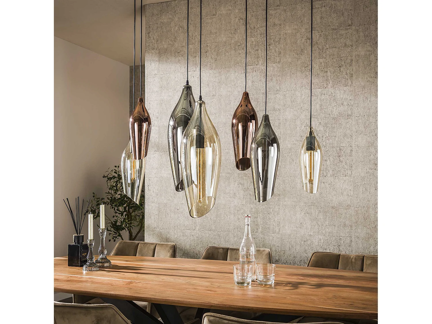 Hanglamp 4+3 Cocoon Mix Glass - Zwart