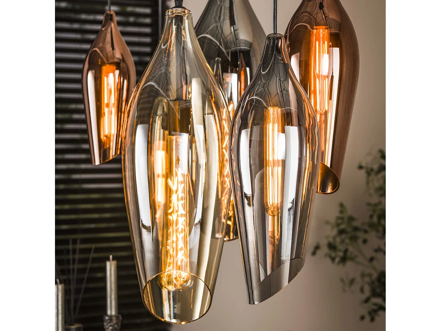 Hanglamp 4+3 Cocoon Mix Glass - Zwart