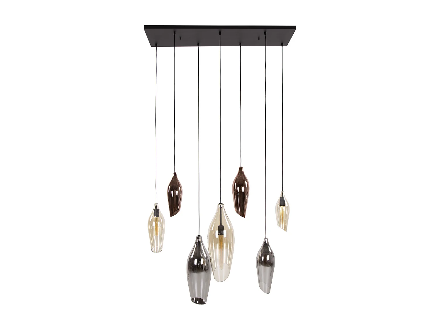 Hanglamp 4+3 Cocoon Mix Glass - Zwart