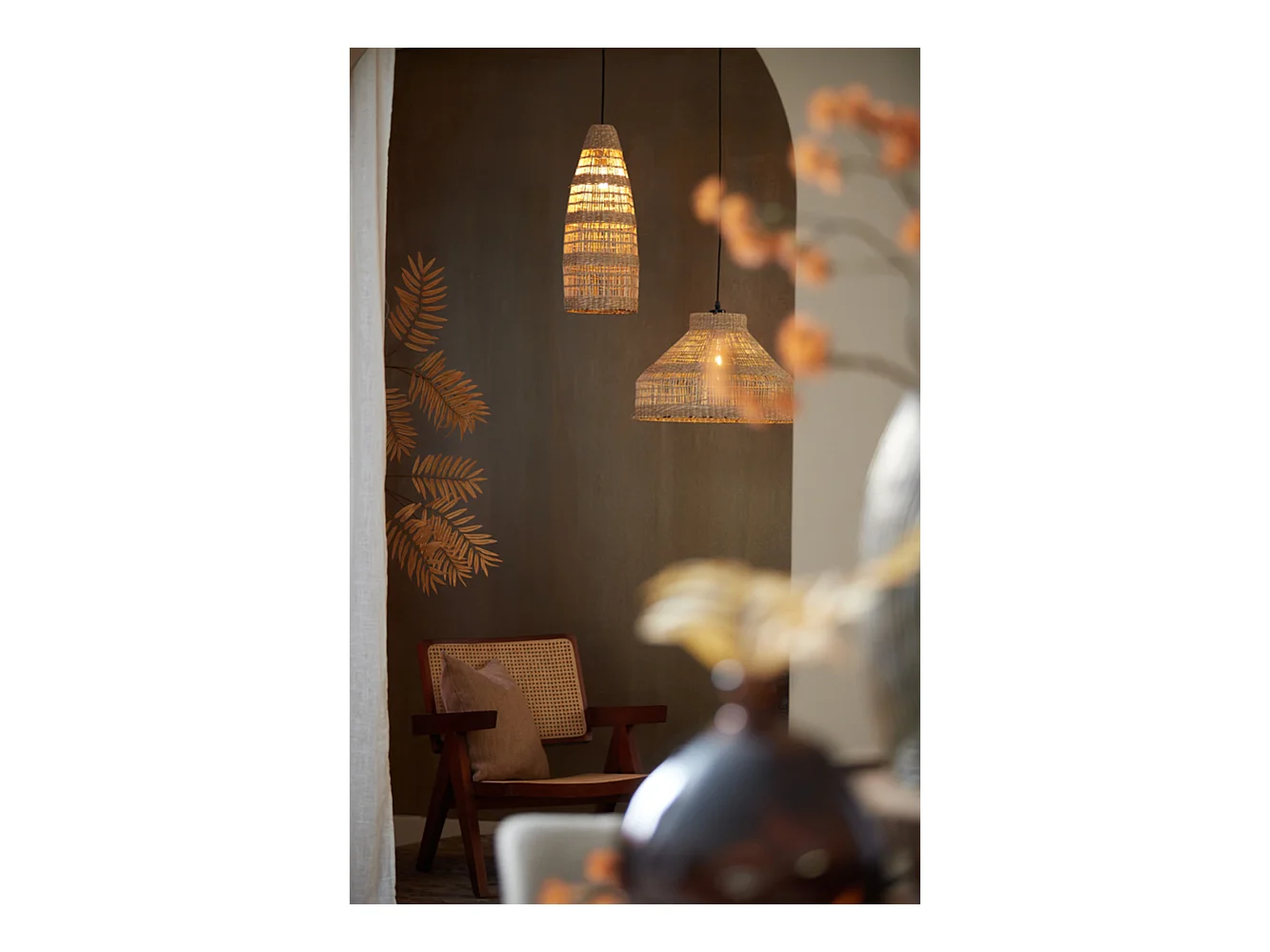 Suspension LATIKA - Ø20x52cm - Marron