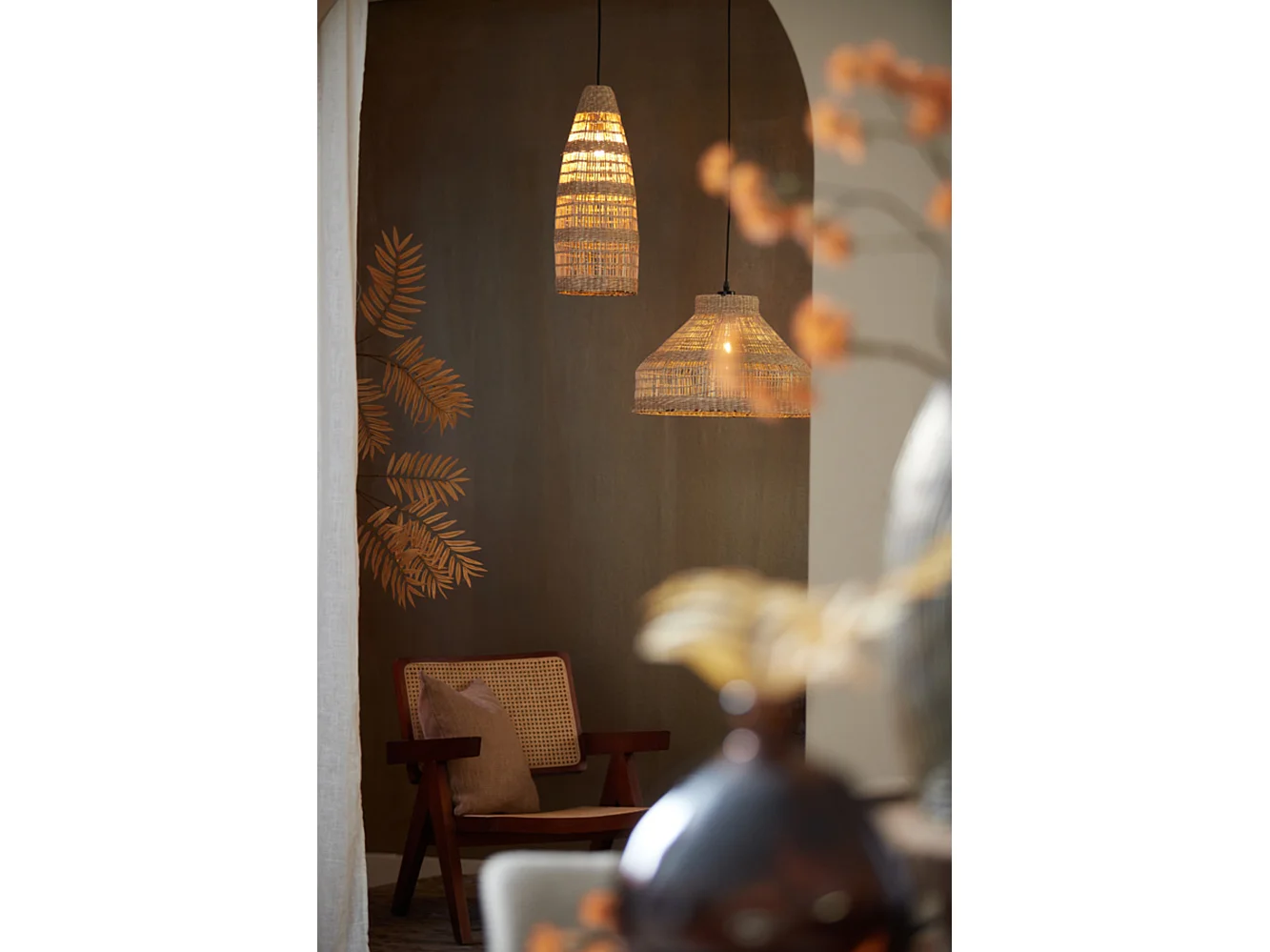 Suspension LATIKA - Ø20x52cm - Marron