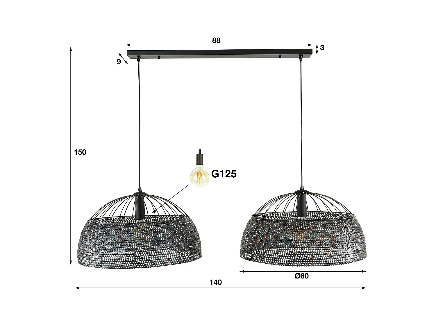 Suspension 2L armor Ø60 / Noir marron