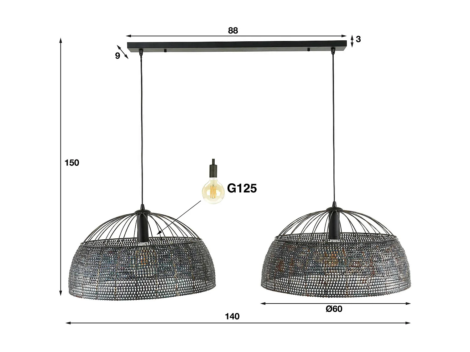 Suspension 2L armor Ø60 / Noir marron