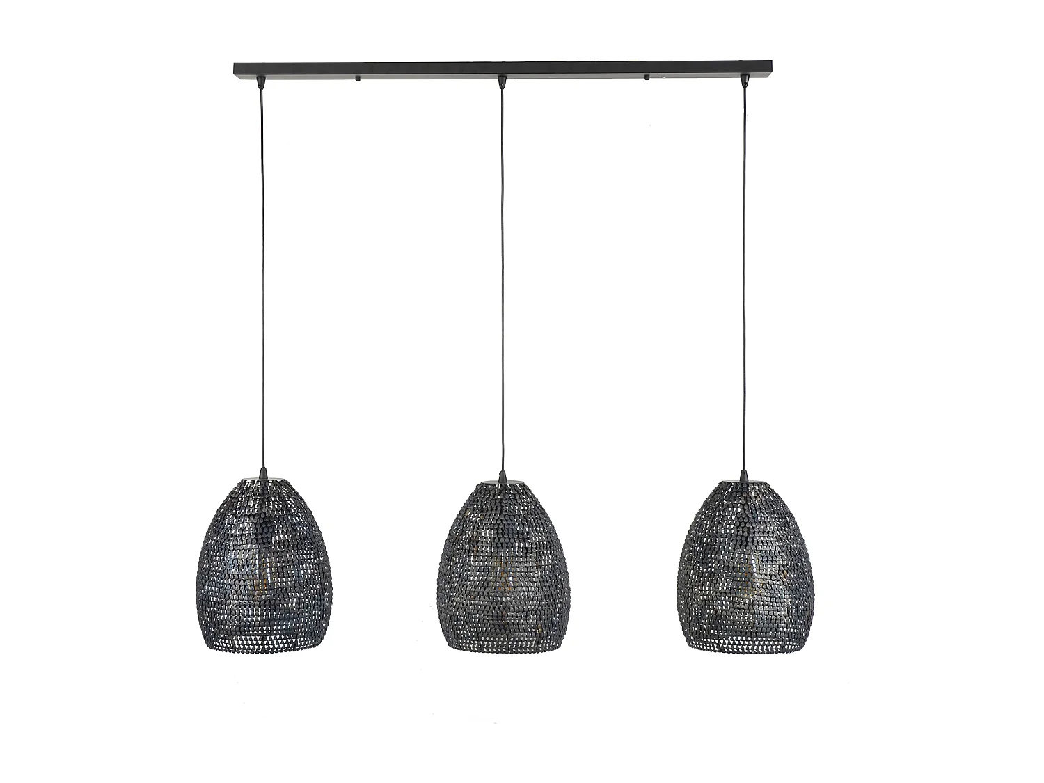 Hanglamp - 3x Ø26 Ovale Metalen Hanglampen - Armor - Burned Finish
