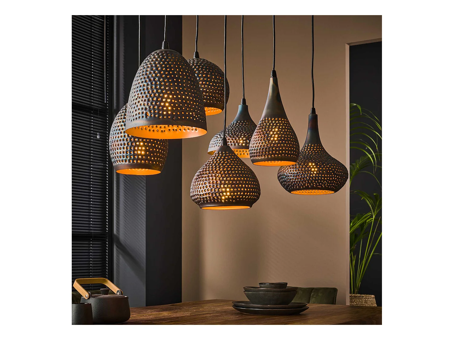 Suspension 4+3 Punch Mix - 7 points lumineux - Noir marron