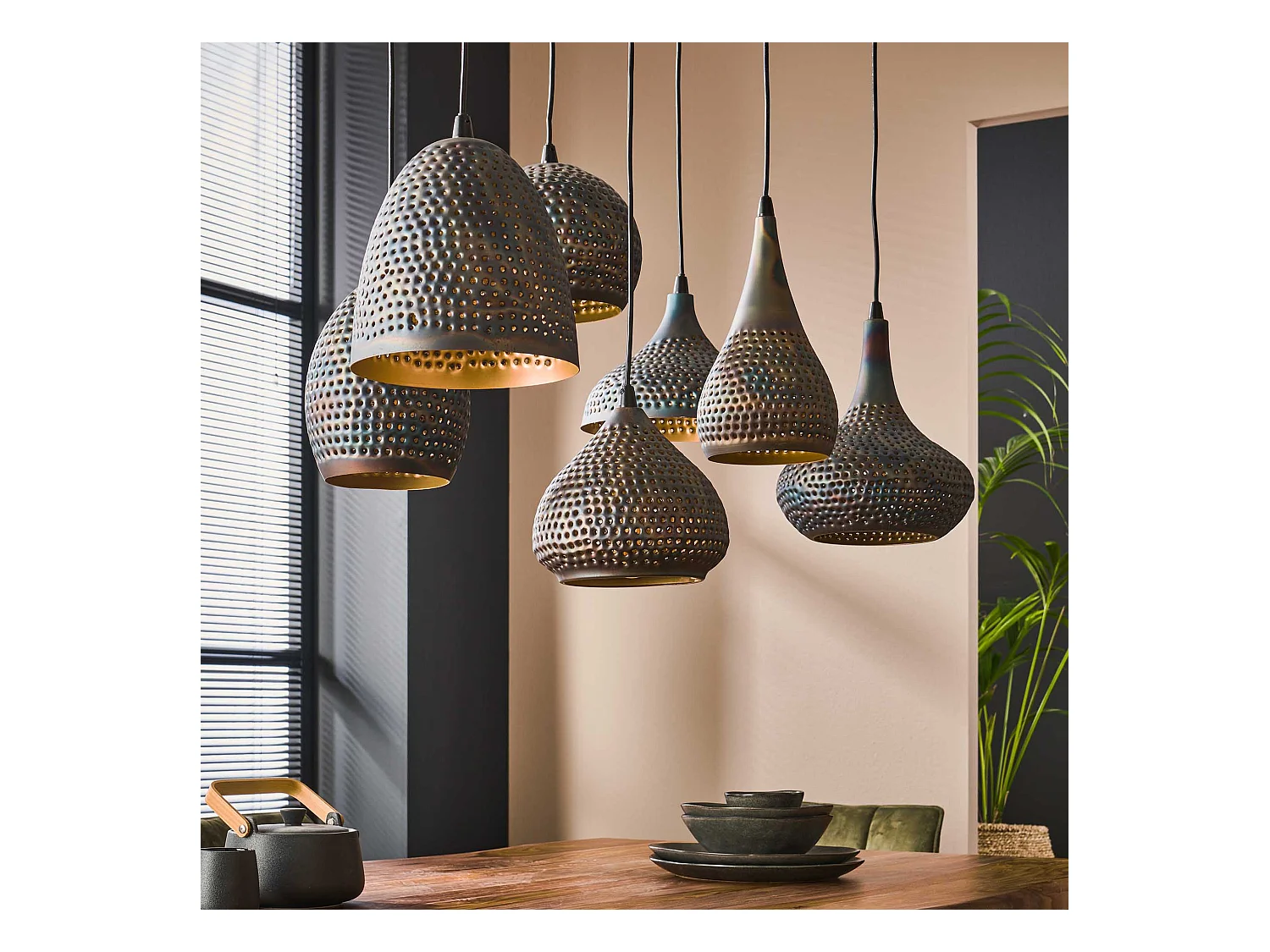 Suspension 4+3 Punch Mix - 7 points lumineux - Noir marron