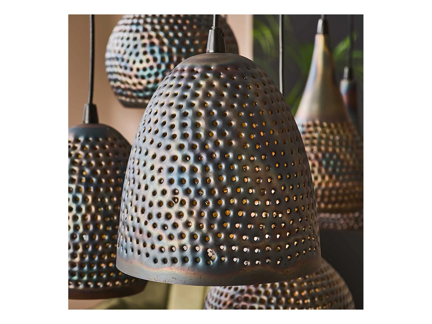 Suspension 4+3 Punch Mix - 7 points lumineux - Noir marron