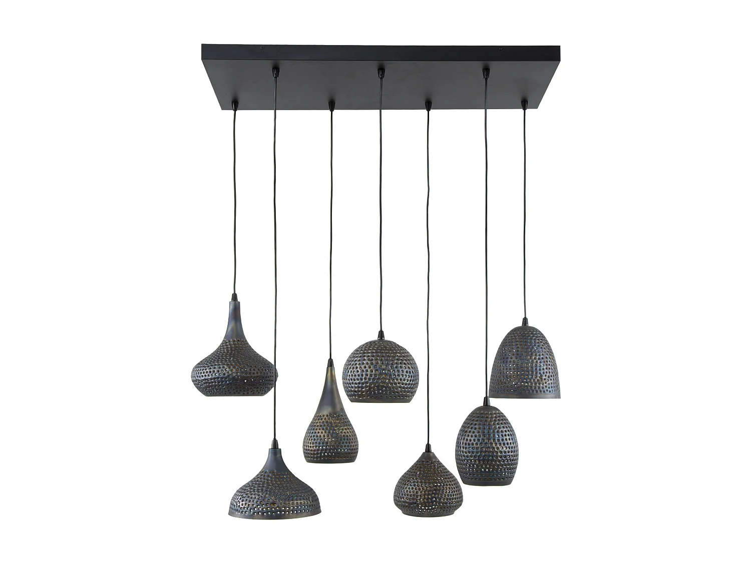 Lámpara colgante 4+3 Punch Mix - 7 puntos de luz - Marrón negro