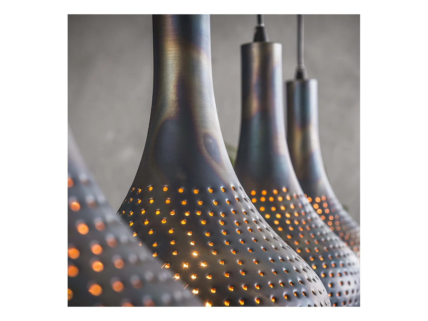 Suspension Punch Cone - 4 lampes - Noir Marron - 130x25x150