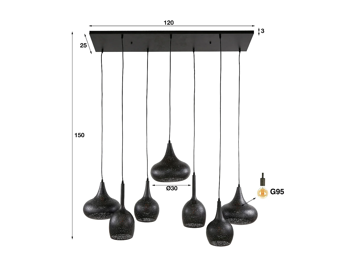 Lámpara colgante 4+3 Zip - Artic Black