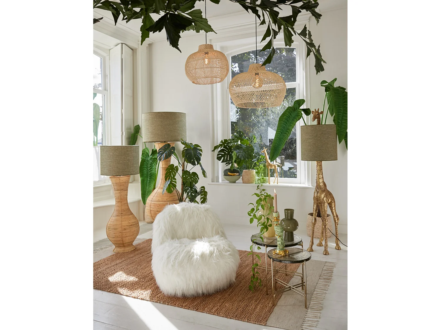 Hanglamp CHARITA - Ø60x43cm - Bruin