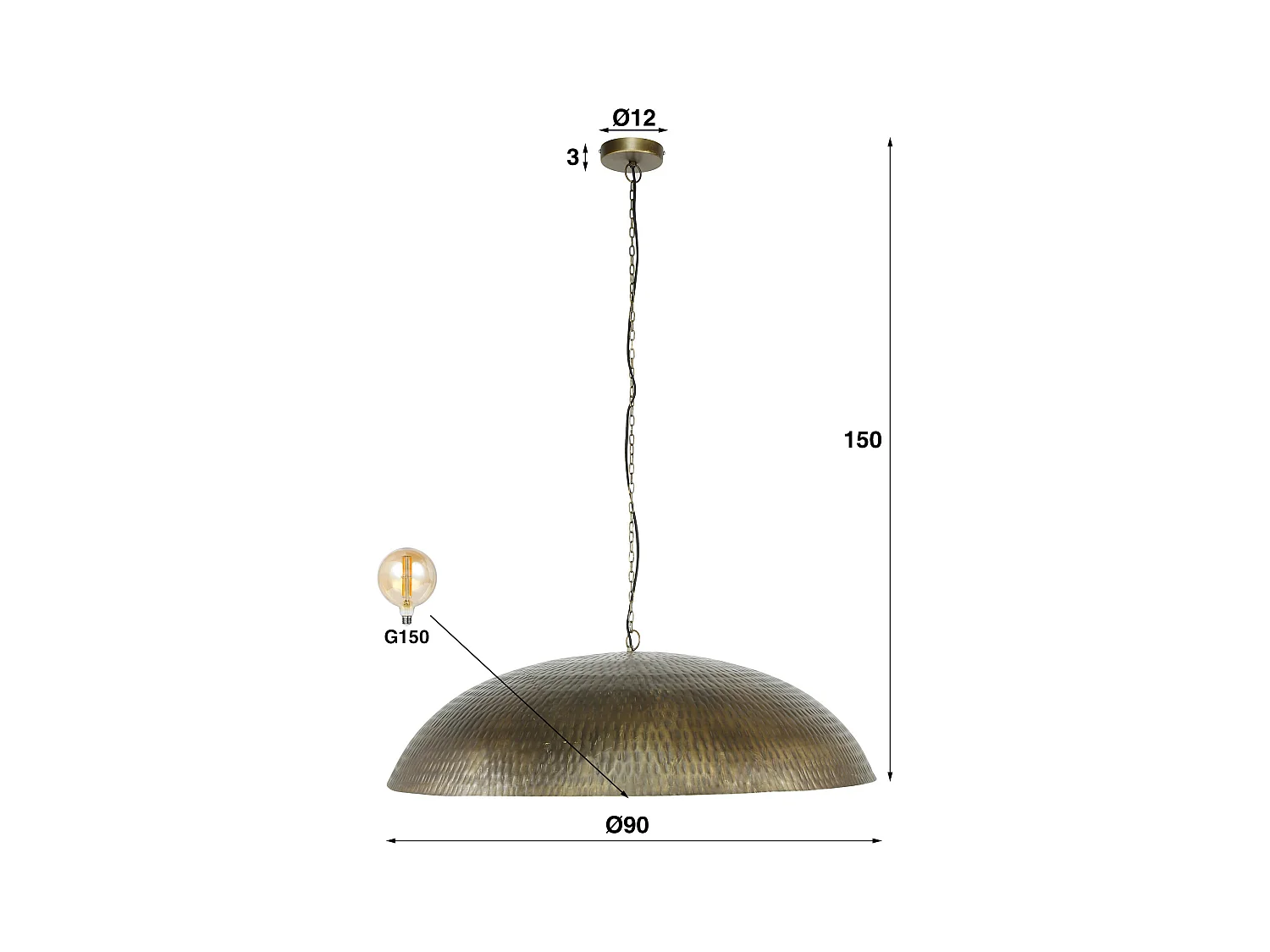 Suspension Ø90 - Bronze Antique - Industriel