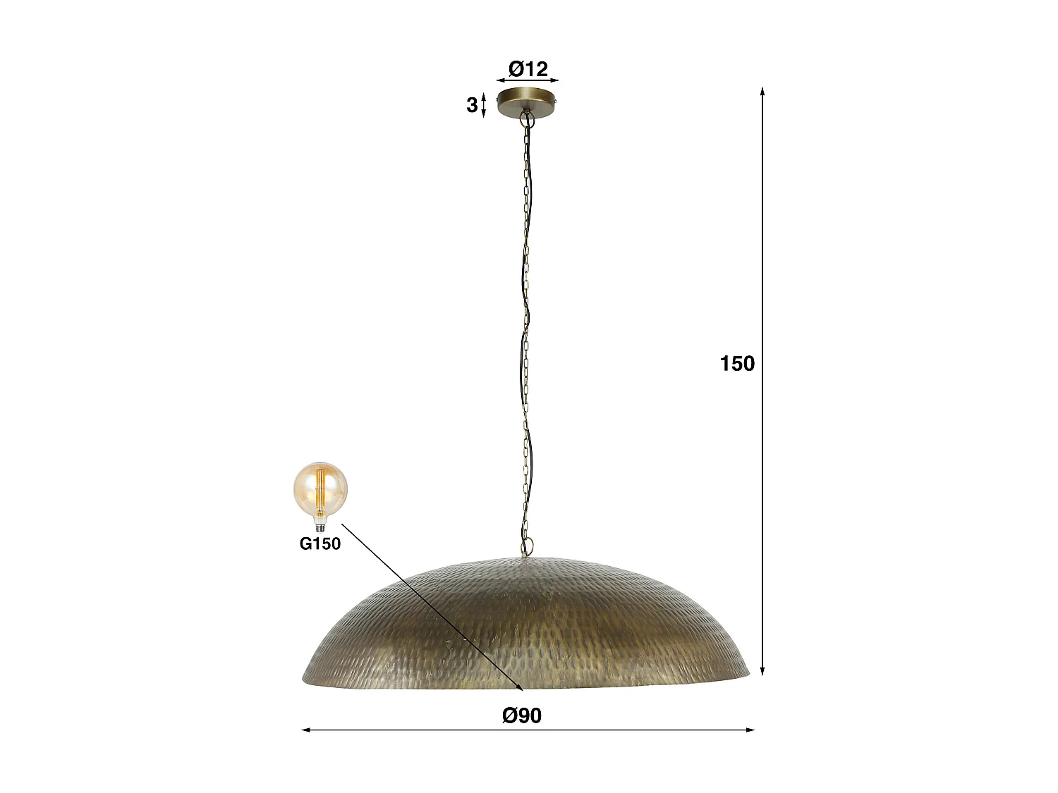 Suspension Ø90 - Bronze Antique - Industriel