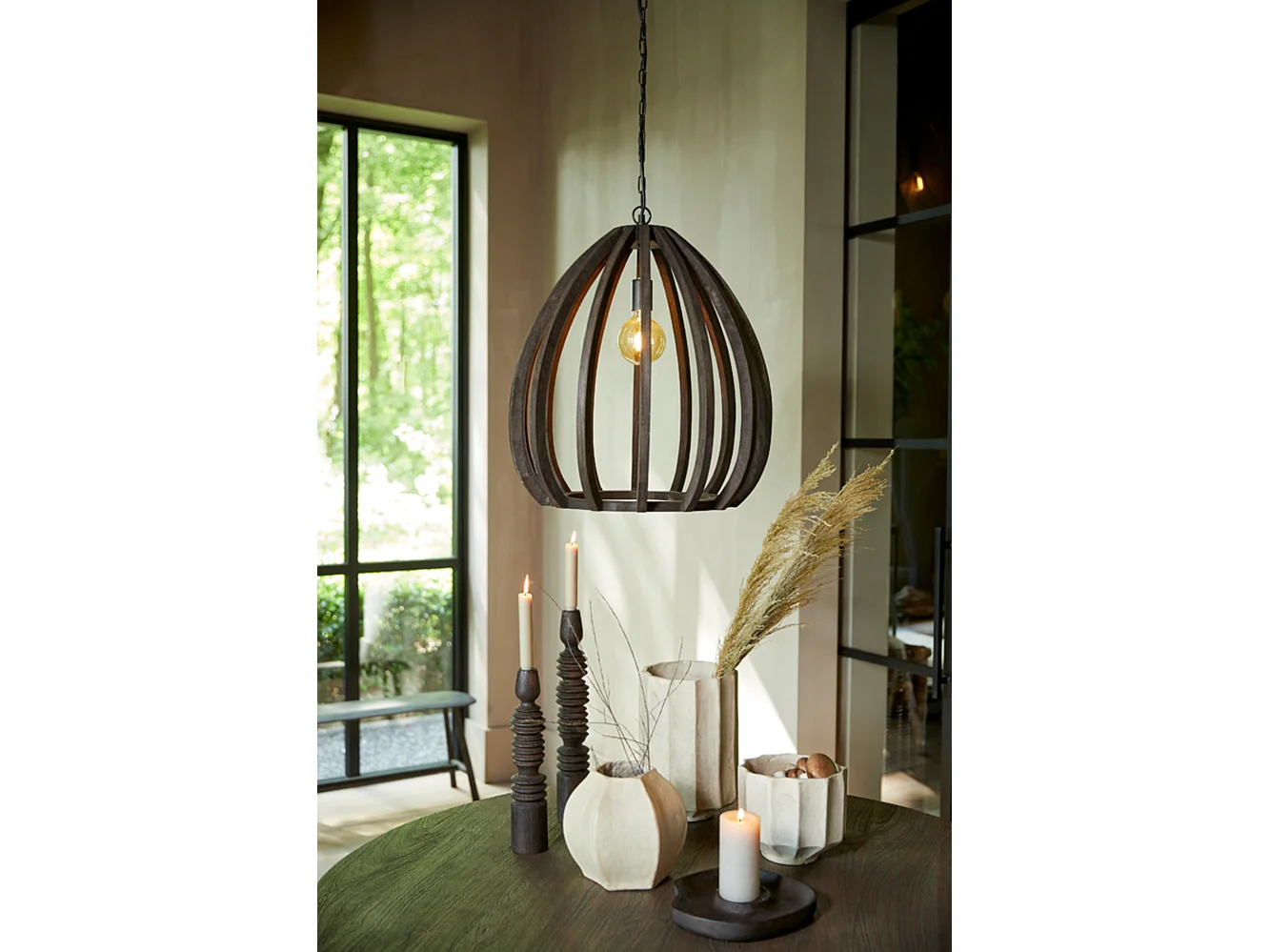Suspension BARSIA - Ø50x54cm - Marron
